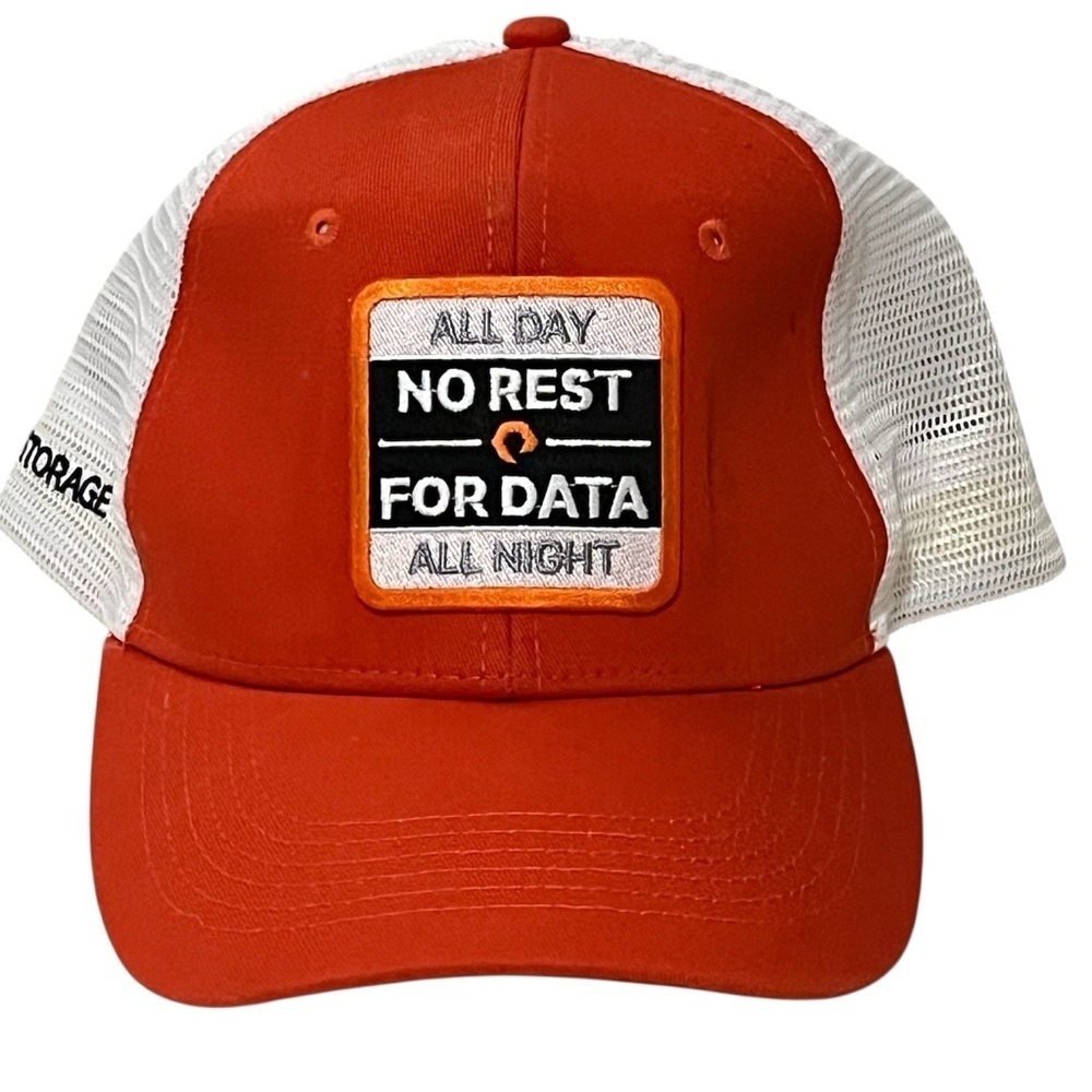 No Rest for Data Adjustable Orange & White Trucker Hat by Sportsman Headwear